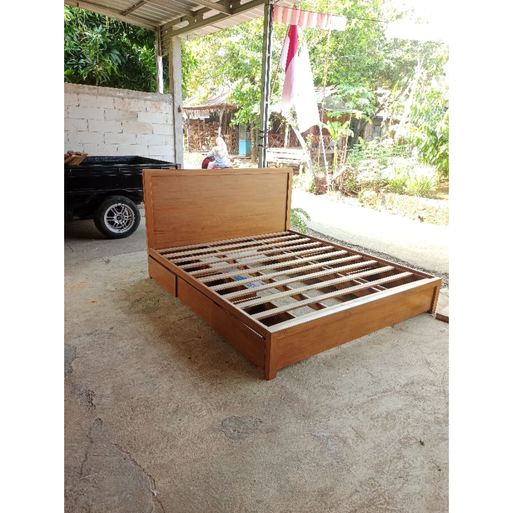 ranjang dipan dipan kayu jati dipan laci
