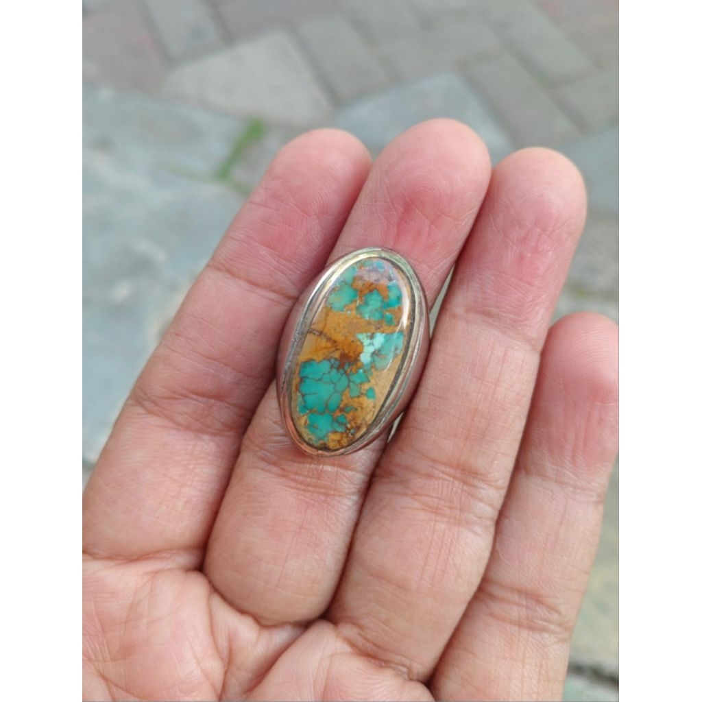 cincin batu akik Pirus, persi, natural