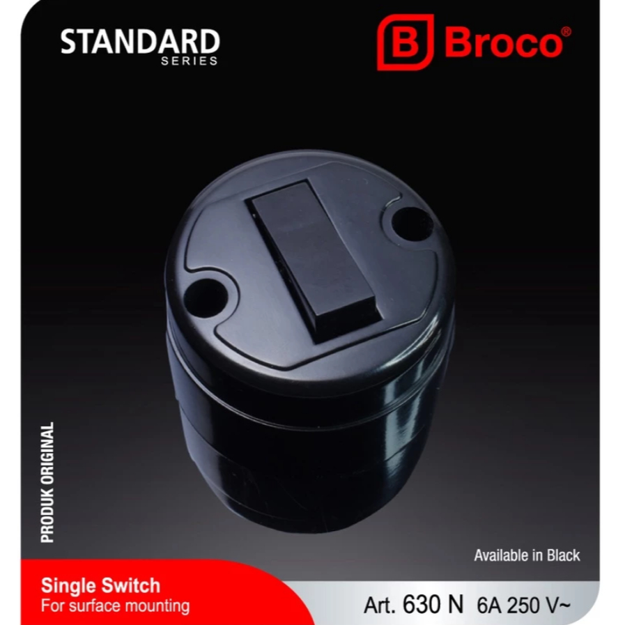 OB ENGKEL BULAT BROCO / Saklar Tunggal BROCO HITAM