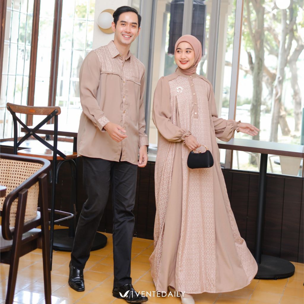 FAUZA SABIRA NIARA VIORA MAEZA COUPLE ORI BY VENTE BAJU COUPLE VENTE BAJU COUPLE LEBARAN BAJU GAMIS 