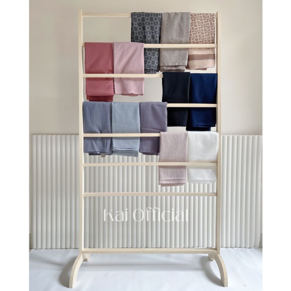 Rak Hijab / Rak Wrapping Buket / Rak Kertas Kado / Rak Susun Kayu Serbaguna