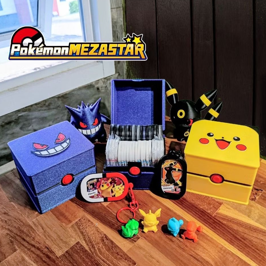 Pokemon Mezastar Pikachu | Gengar Edition storage box case tag 40 + Keychain Pokeball