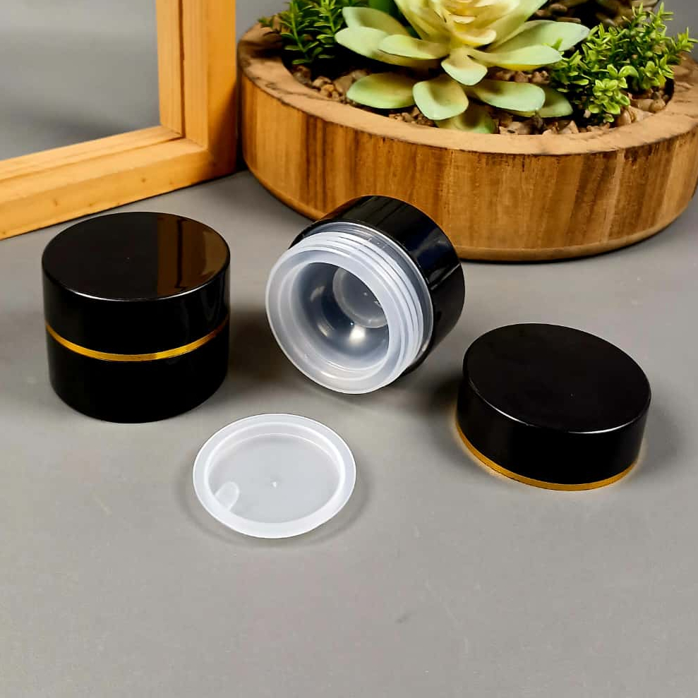 Pot Cream 10 gram / Pot PS 10 gram Hitam List Gold / Kemasan Cream 10 gram