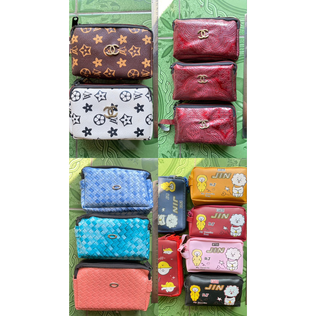 dompet 3 ruang resleting besar bt21 || dalam furing || dompet hp