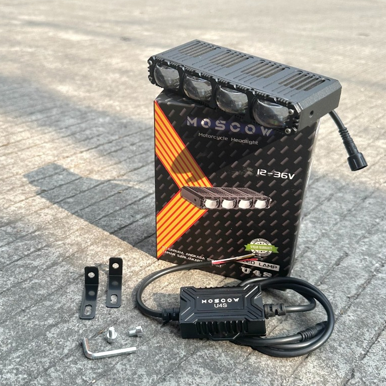 LAMPU TEMBAK MINI PROJIE 4 MATA SQL SLIM GEPENG MOSCOW + FAN COOLER DAN BALLAST LED HI LO BEAM WITH 