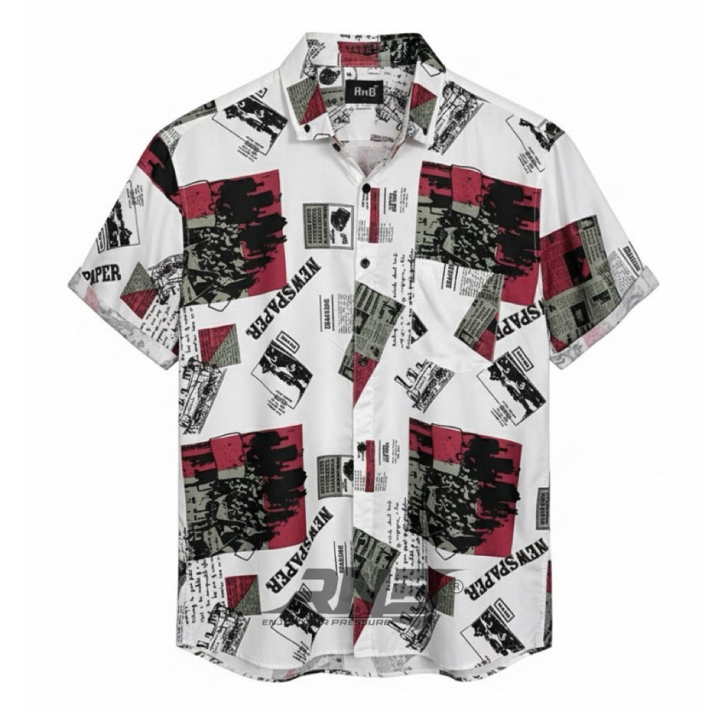 Kemeja Motif Pria Fullprinting Koran Merah