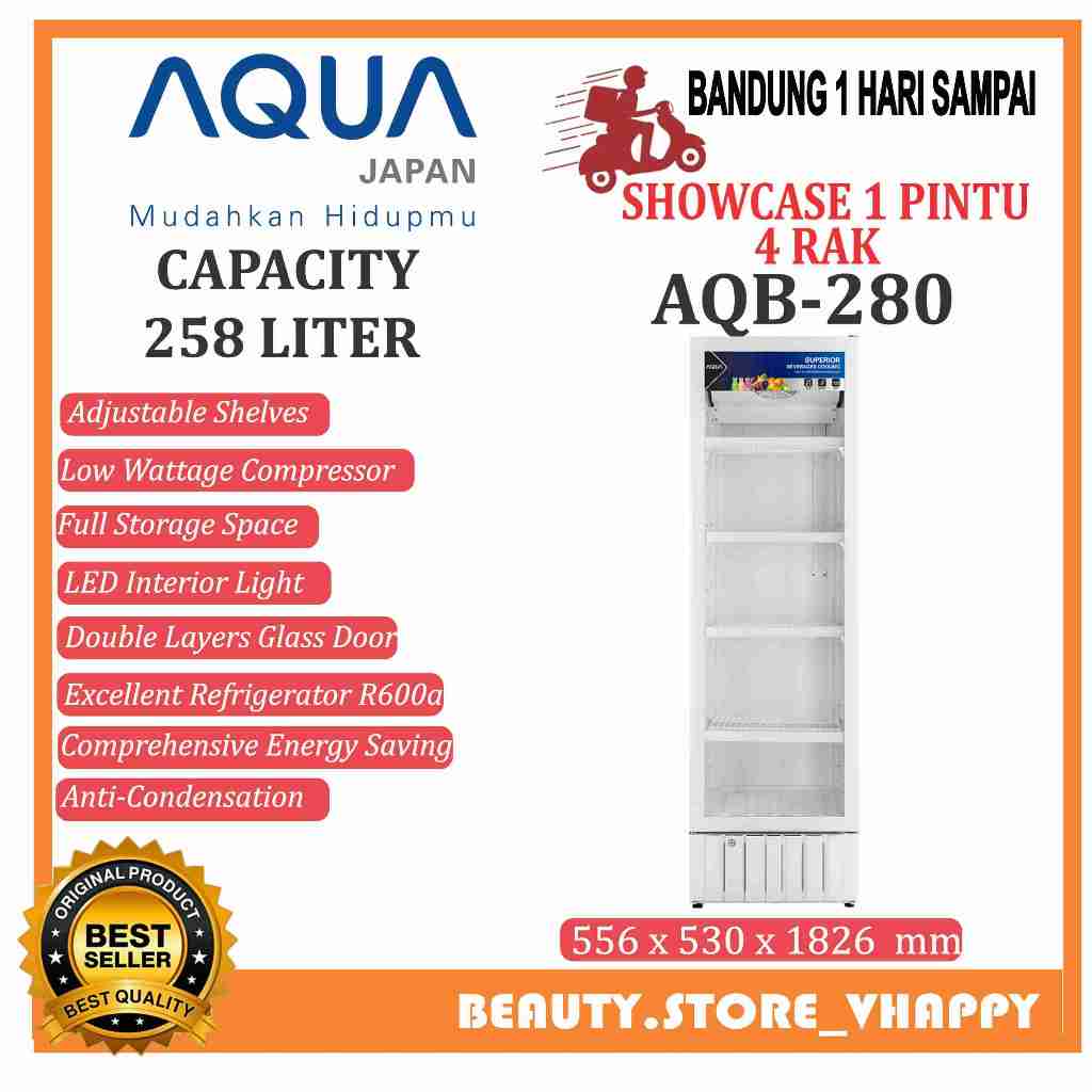 Showcase Aqua AQB-280 Cooler Kulkas Minuman AQB280 280 LITER GARANSI RESMI