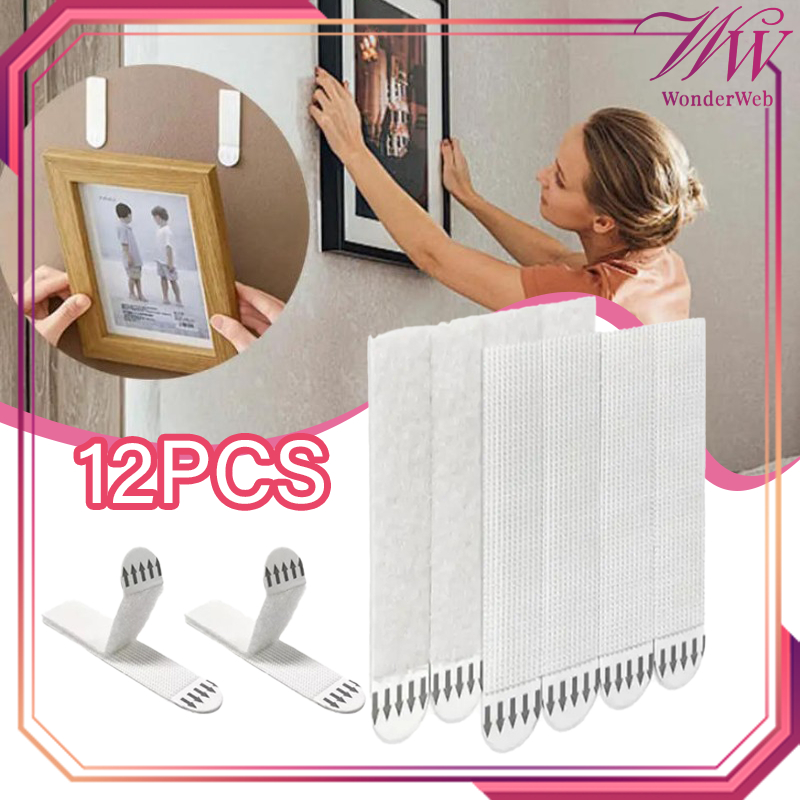 12pcs Double Tape Tembok Mudah Dibongkar 16x70mm Lakban Velcro Double Tape Perekat Dinding