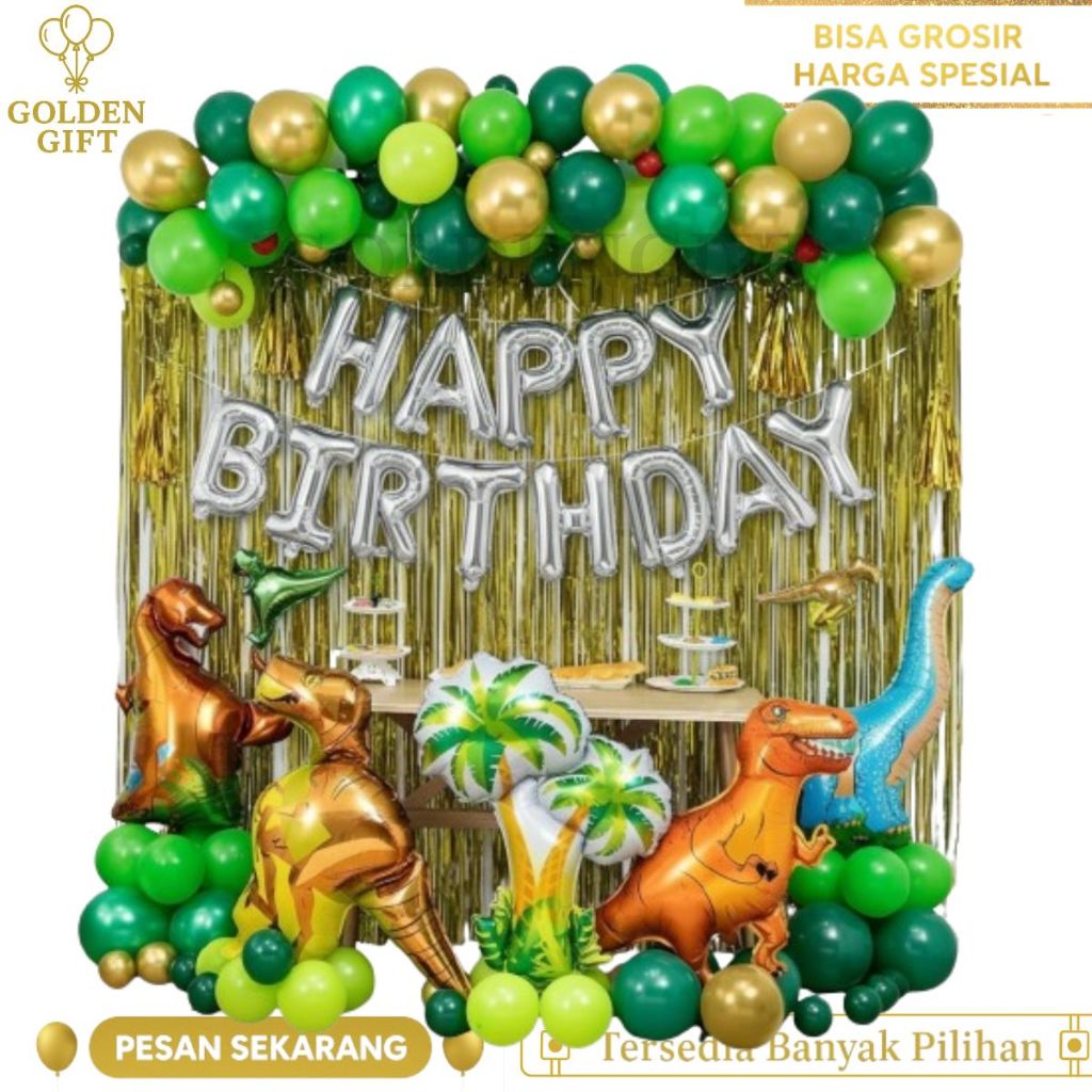 Jungle Safari Hewan Dinosaurus Balon Garland Set Arch Kit Untuk Perlengkapan Dekorasi Pesta Ulang Ta