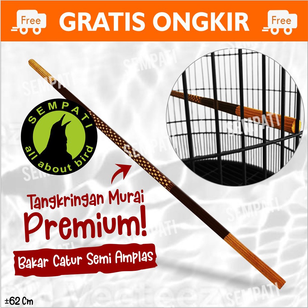 SEMPATI Tangkringan Murai Semi Amplas Bakar Motif Catur Tangkringan Sangkar Kandang Burung Murai Kac