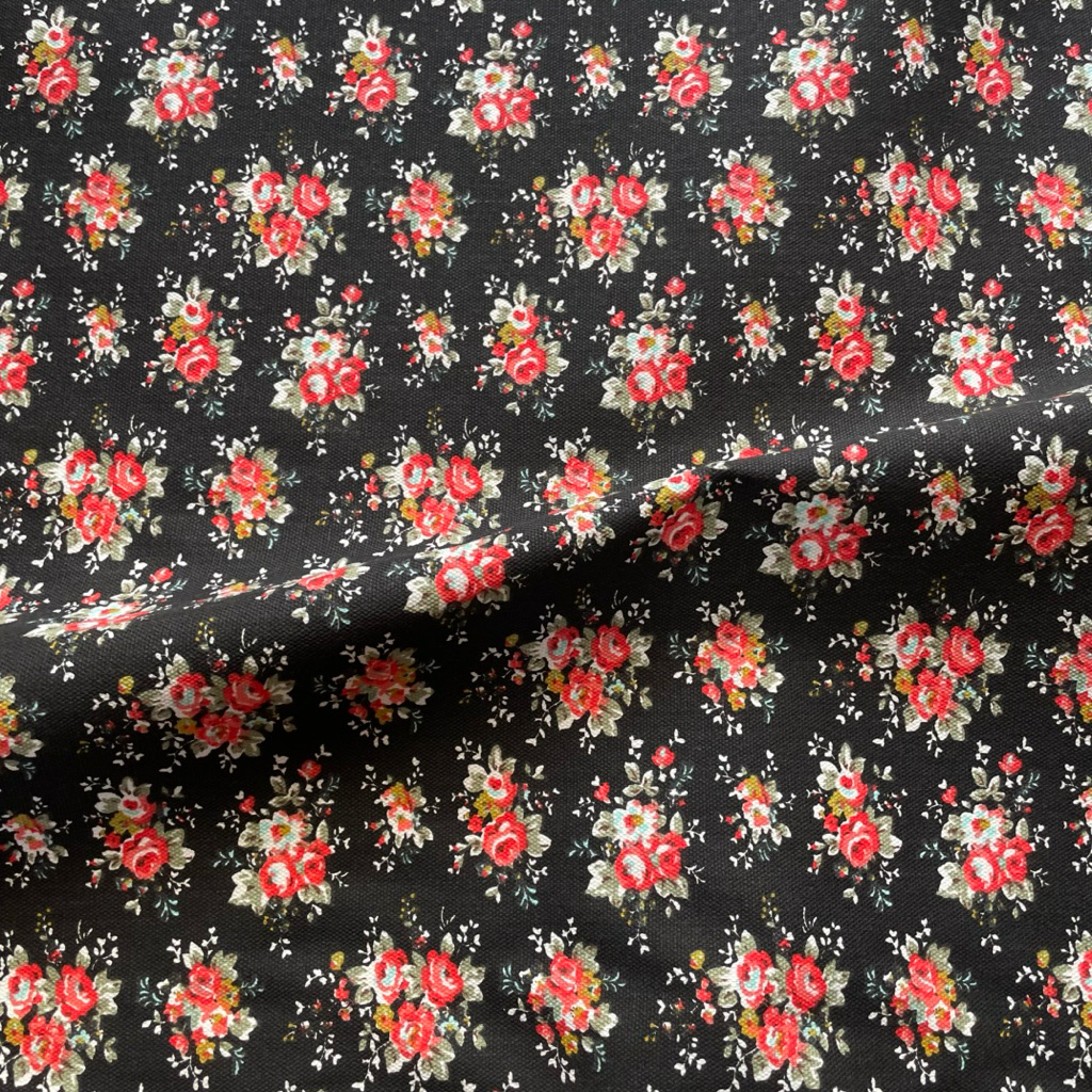 kain katun kanvas tebal kaku/kain katun kanvas motif kembang