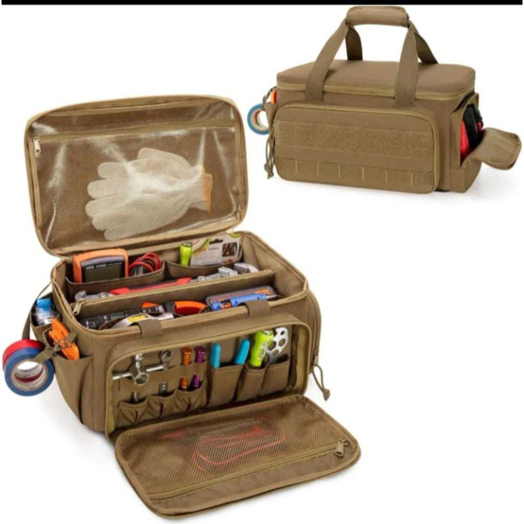 Tas penyimpanan perkakas PLN tas mekanik tas tukang model selempang bahan condura