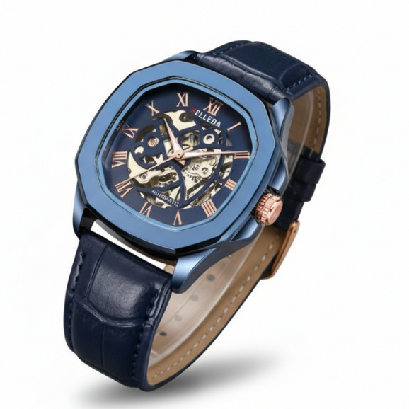 Jam Tangan Pria Wanita Belleda 9484 Otomatis Tali Kulit Anti Air Mewah Original Watch