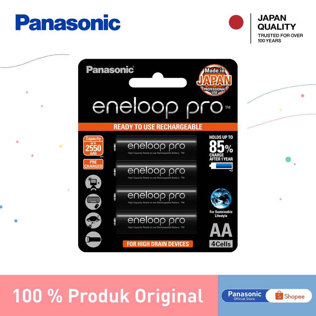 Panasonic Eneloop Pro Baterai Rechargeable AA 4pc Battery Eneloop Pro
