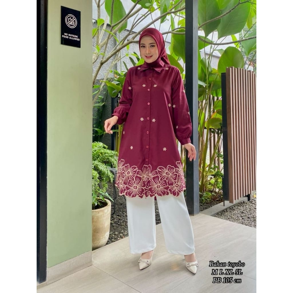 Tunik Arumi Bordir Katun Toyobo Pakaian Wanita Terbaru