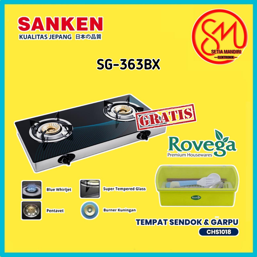 SANKEN Kompor Gas SG-369DX2 | SG-363BX selang SG369DX2 SG363BX gas regulator PROMO BUNDLING
