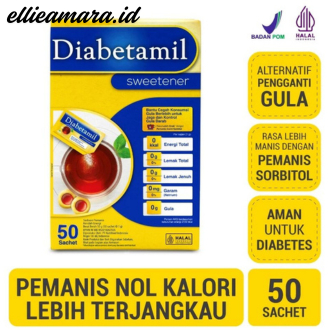 Diabetamil Sweetener 50 Sachet Pemanis Rendah Kalori Diet Gula untuk Diabetes