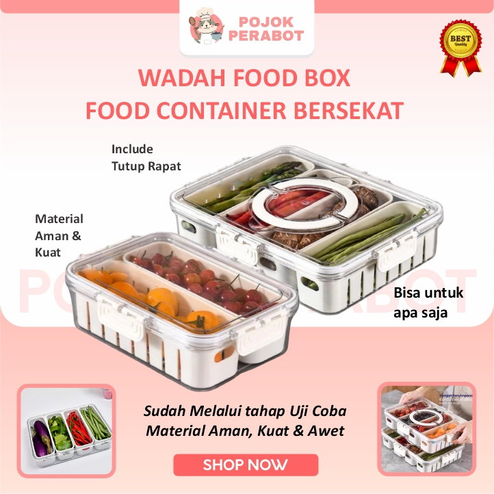 Kotak Penyimpanan Kulkas Kontainer Kulkas Food Kontainer Kotak Penyimpanan Kulkas Akrilik Sekat