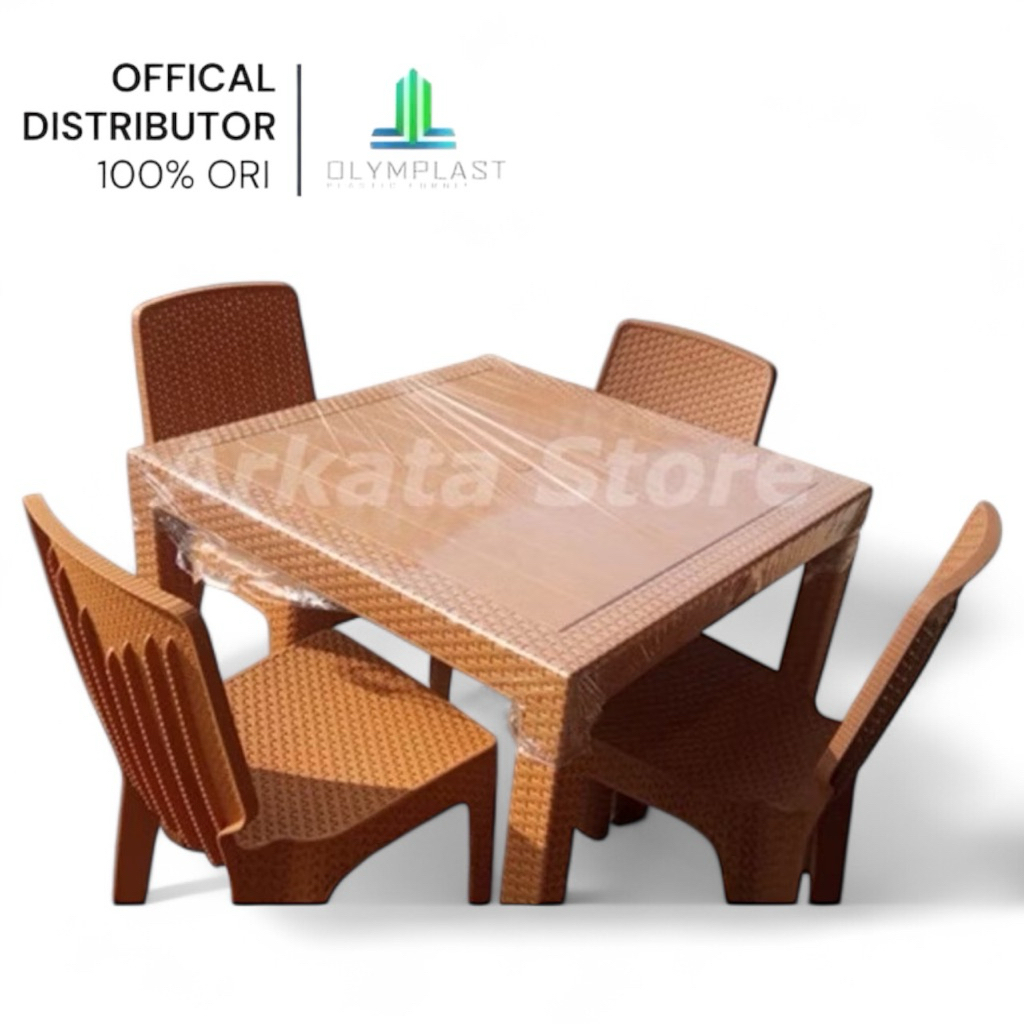 1 Set Meja Makan Plastik Olymplast ODT-R 80 + 4 Kursi plastik OL 208