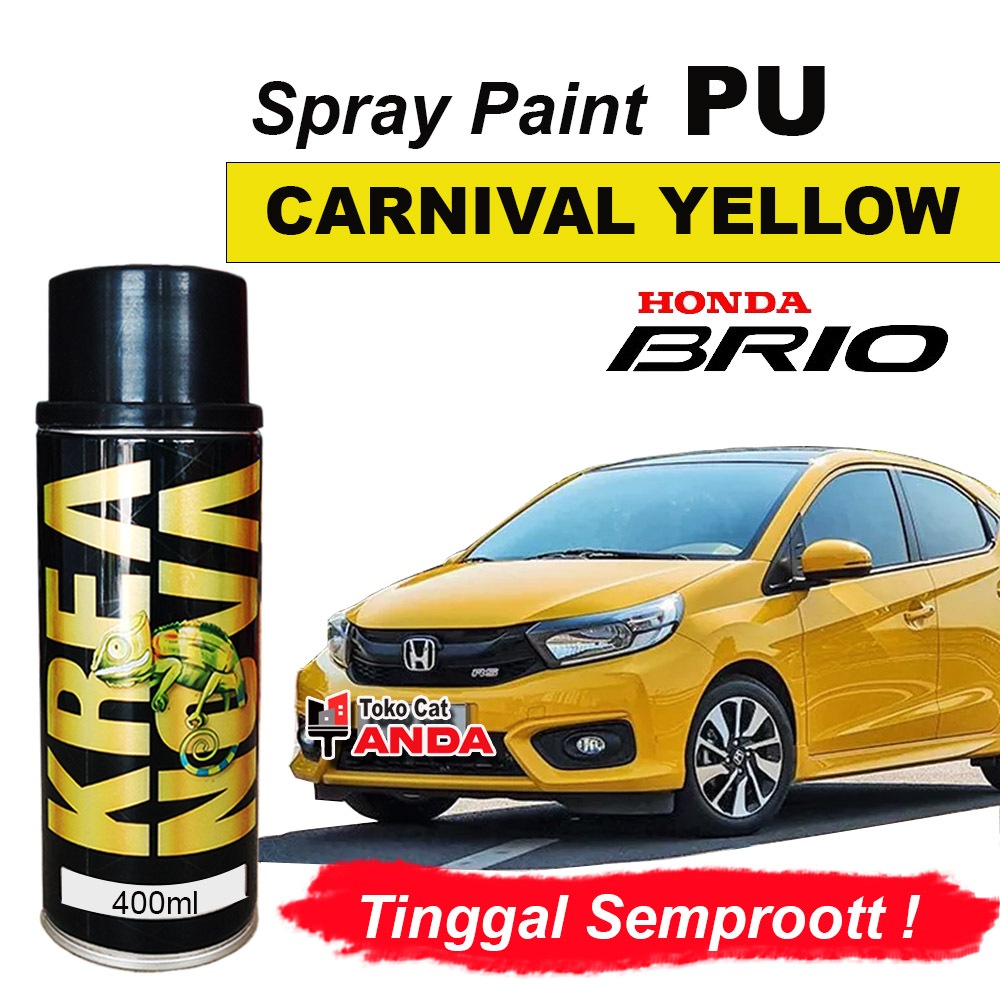 Cat Semprot Penghilang baret Brio Kuning Carnival Yellow - Cat Kuning Brio - KREANOVA
