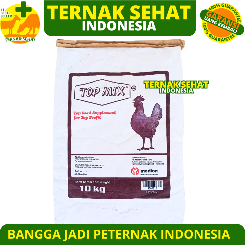 TOPMIX TOP MIX 10 KG (1 SAK) MEDION - Suplemen Penggemuk Ayam Tingkatkan Produksi Telur Tambahan Pak