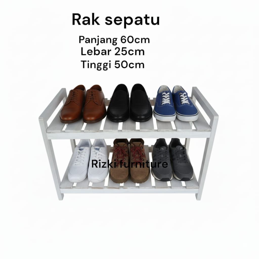 rak sepatu kayu susun 2 rak aestetik meja sandal