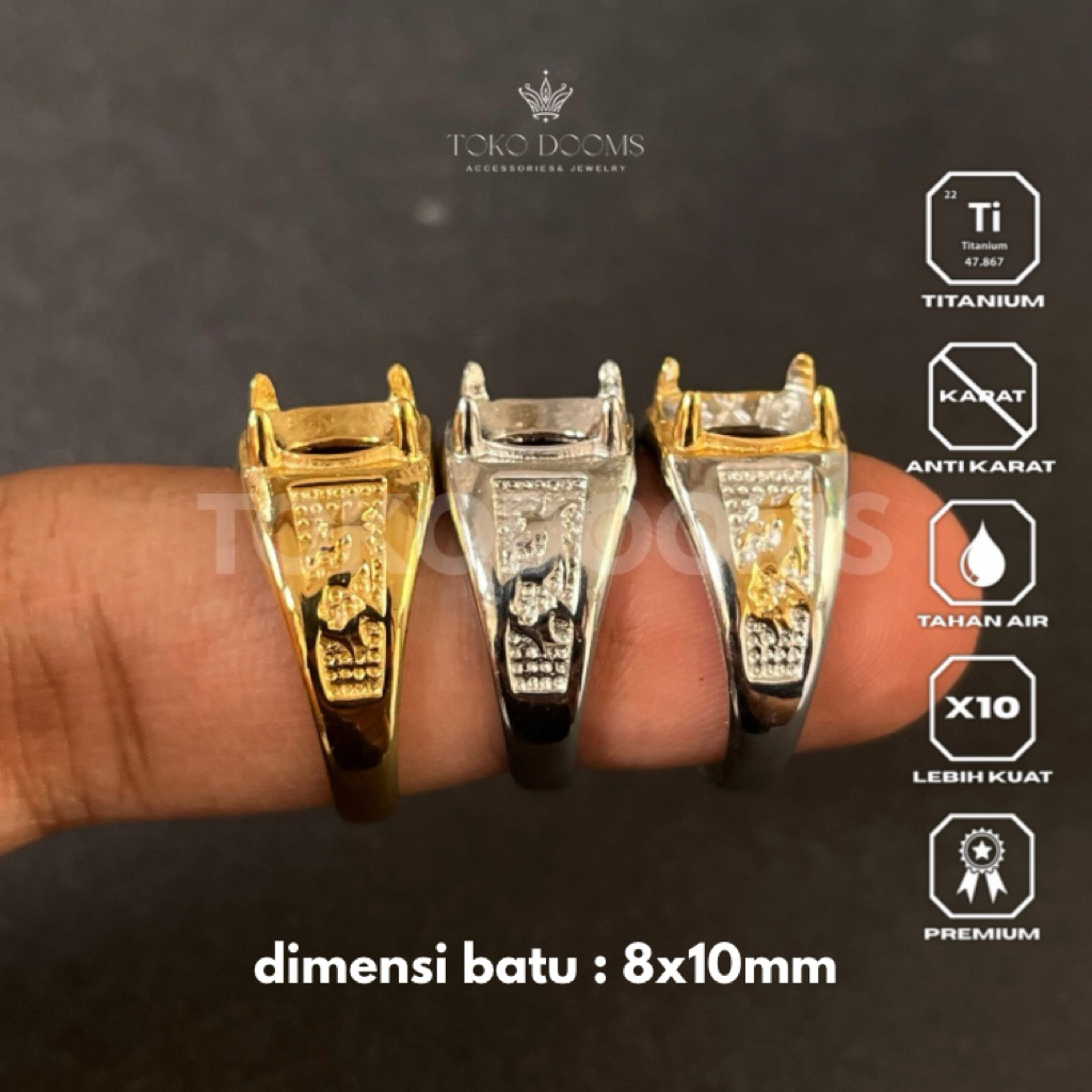 cincin ring emban cakar naga [TITANIUM] 8x10 elegan super halus super istimewa