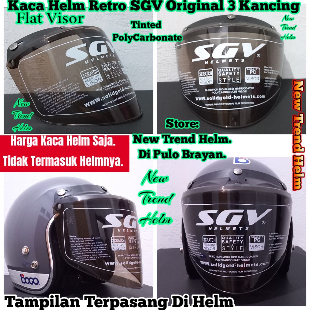 Flat Visor Helm Retro SGV Original.Kaca Helm SGV Retro.Kaca Helm Bogo Berkualitas.