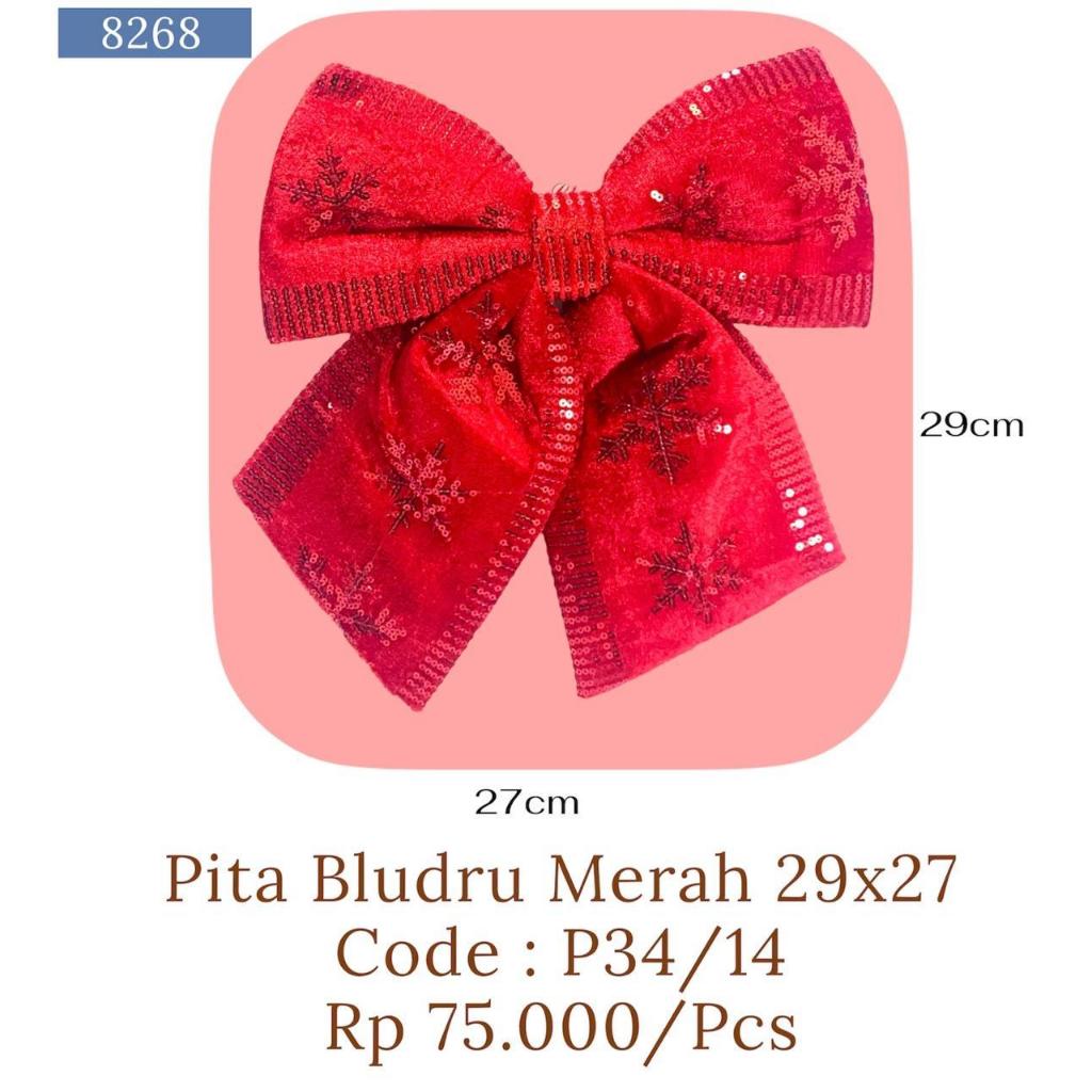 

Hiasan Natal Pita Bludur Merah 29x27