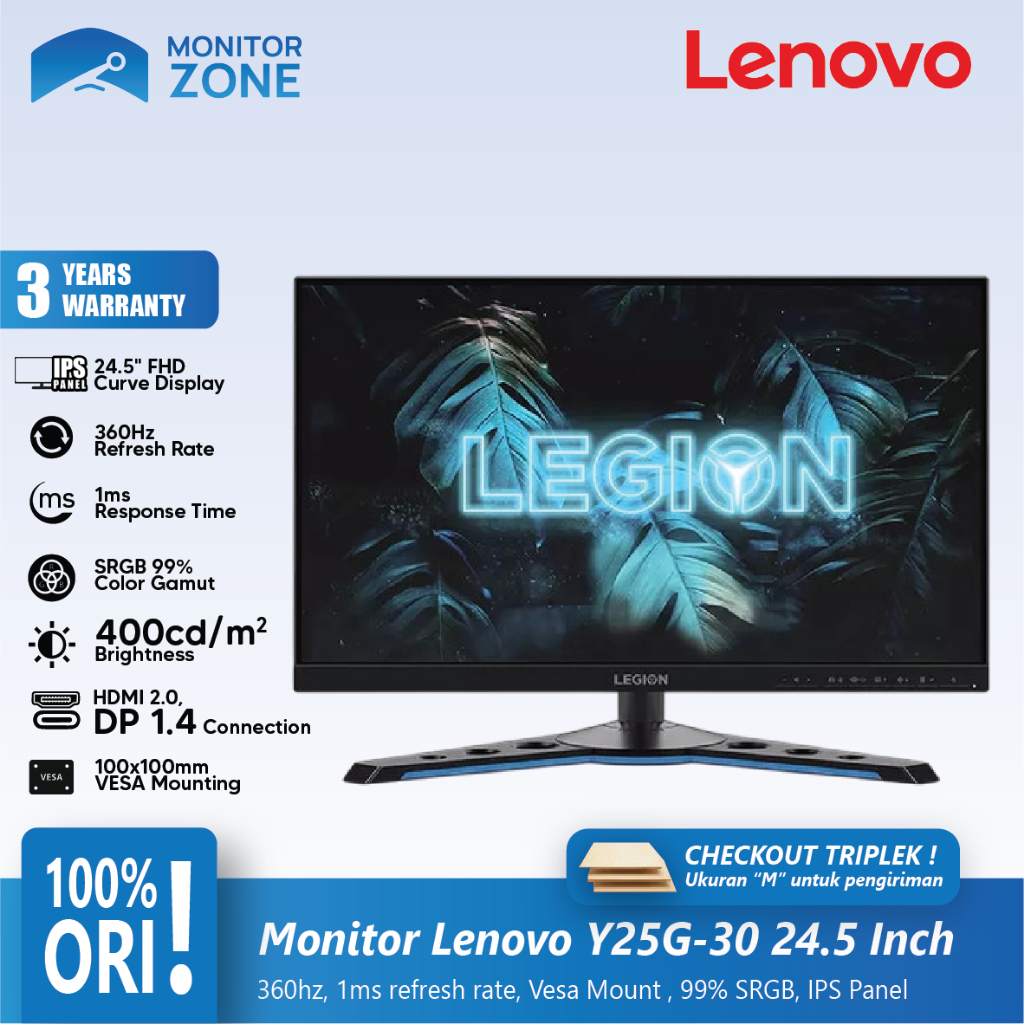 LED Monitor Gaming LENOVO Legion Y25g-30 24.5" 360Hz FHD HDMI DP USB C