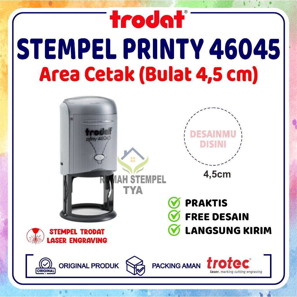 

Stempel Trodat 46045 (Bulat 45 mm) Stempel Warna Otomatis, Original Trodat Multicolor Stempel Laser