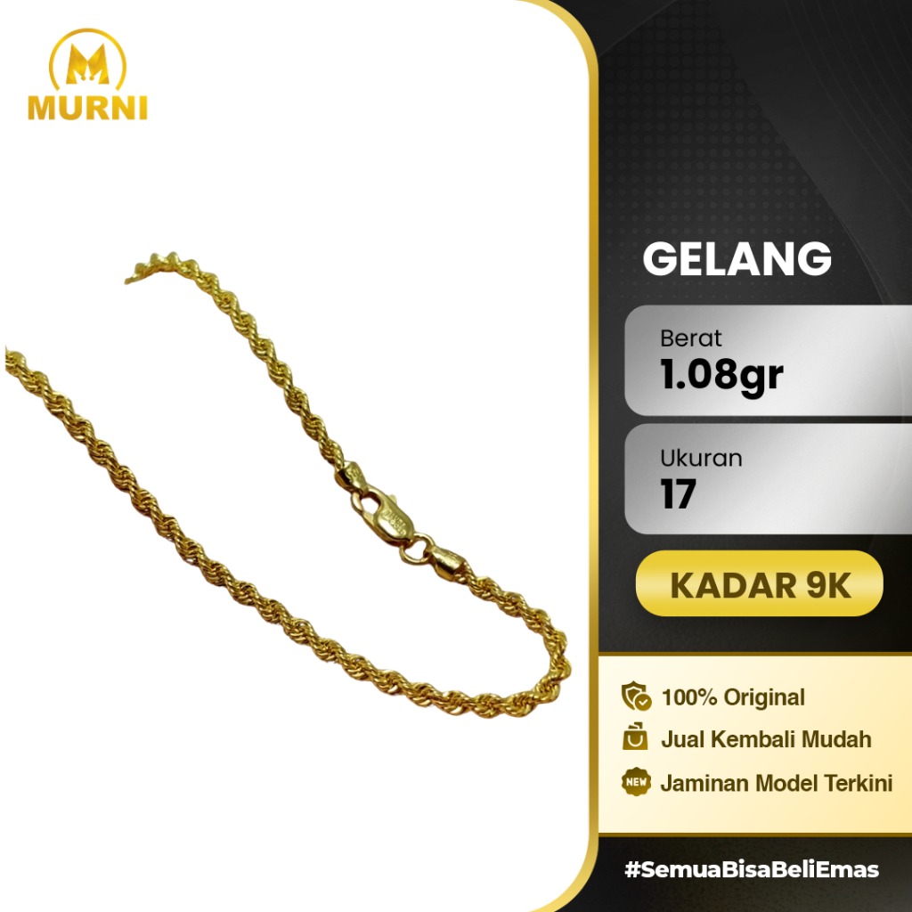 Murni Gelang Rantai Dadung Polos 9 Karat Toko Murni Bekonang