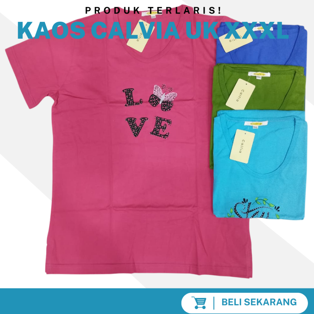 T-Shirt Calvia XXXL Original |  Kaos wanita Calvia jumbo XXXL | Calfia Kaos Lengan Pendek Wanita  Ka