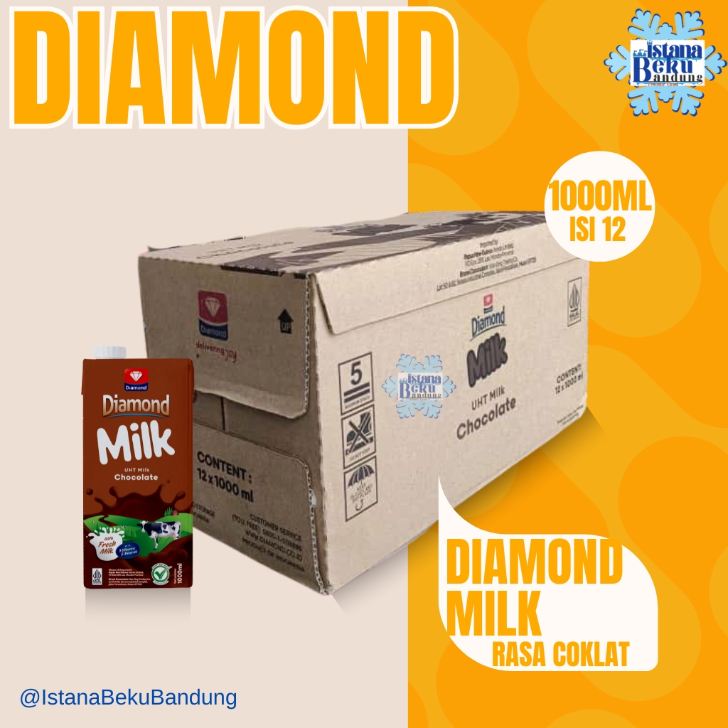 

Diamond susu UHT milk 1000ml Putih / Coklat / LowFat isi 12 (Karton)