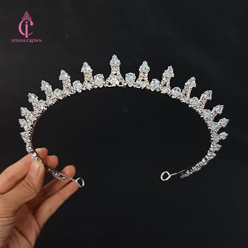 Utami Zircon Crown -  Mahkota Pengantin Mini Murah Zirkon Aurel Panjang Sampe Telinga - Wedding Crow