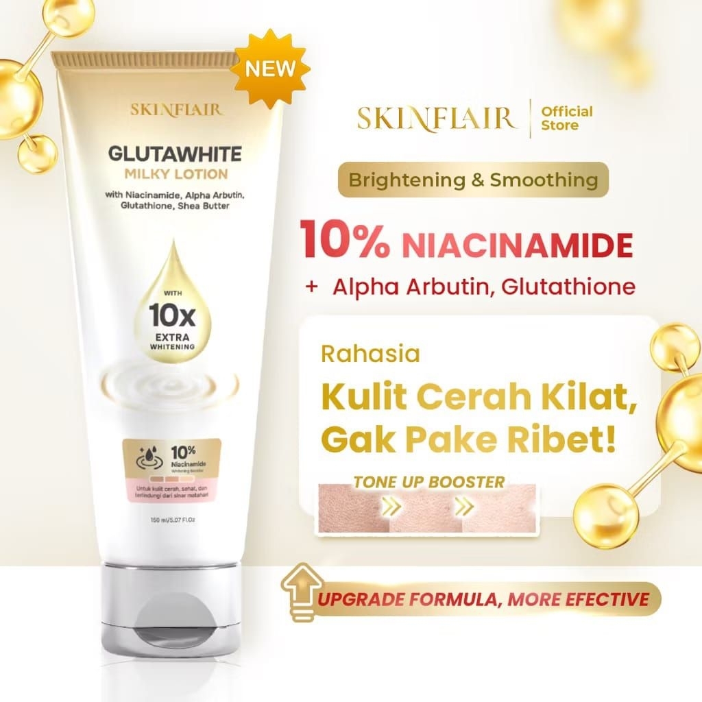 [KEMASAN BARU] PROMO SKINFLAIR GLUTAWHITE MILKY LOTION 10x WHITENING BY SKINFLAIR SKINFLAR  GLOW PER
