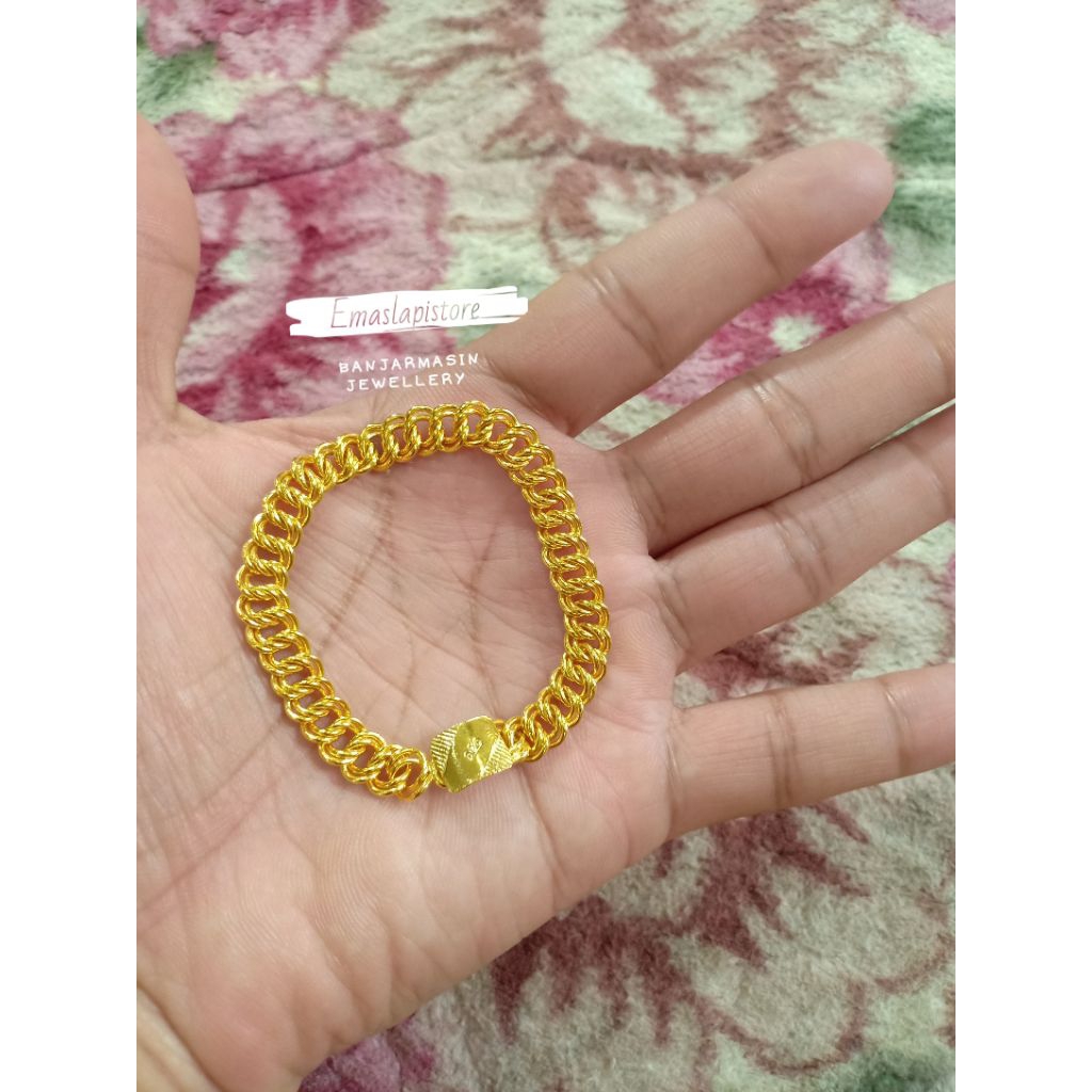 Gelang Super Mini Coco Anyam Polos Lapis Emas 999 Banjar