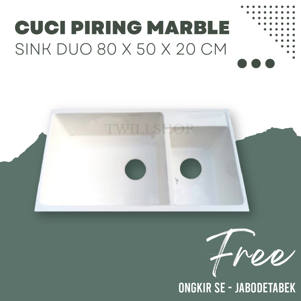 Kitchen Sink Cuci Piring Duo Marble 80 x 50 x 20 CM