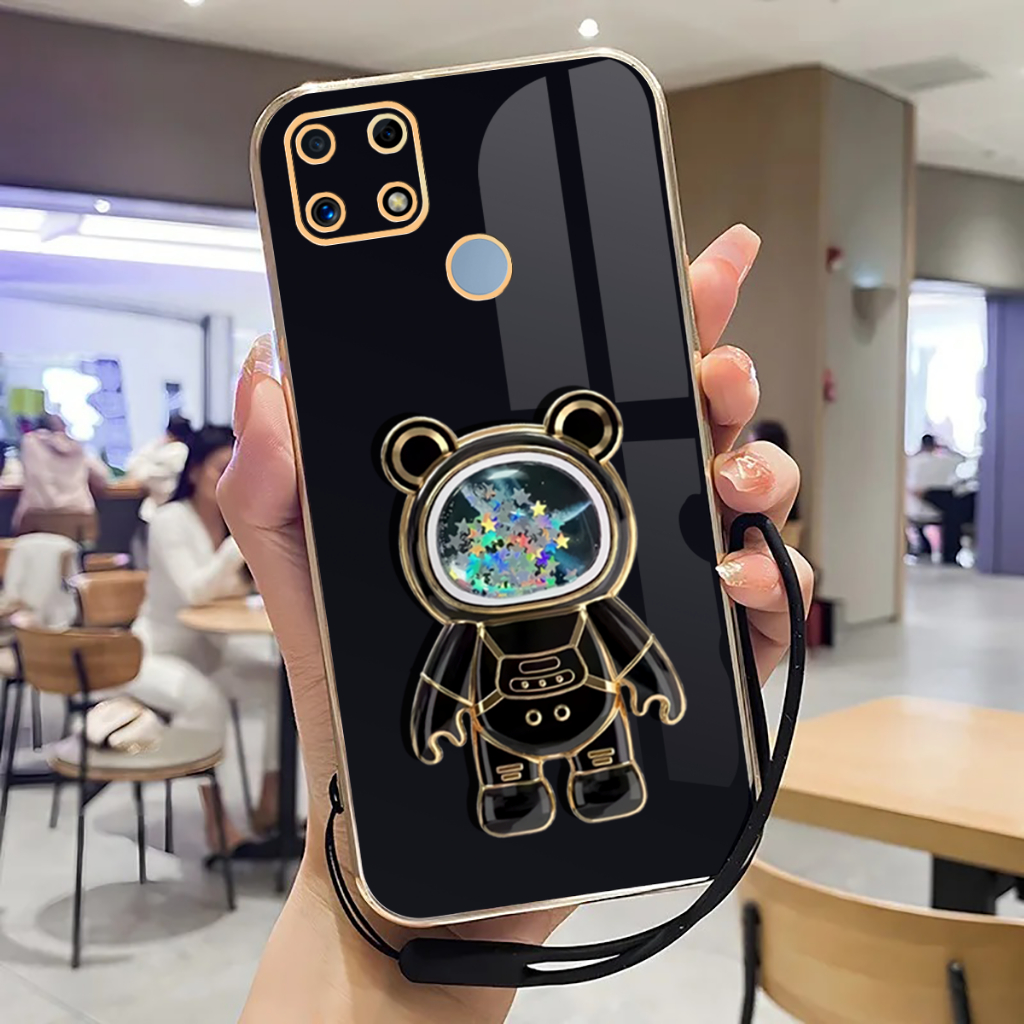 Case Realme Narzo 20 Narzo 30a Terbaru Softcase Stand Holder Astronot Luxury Plating