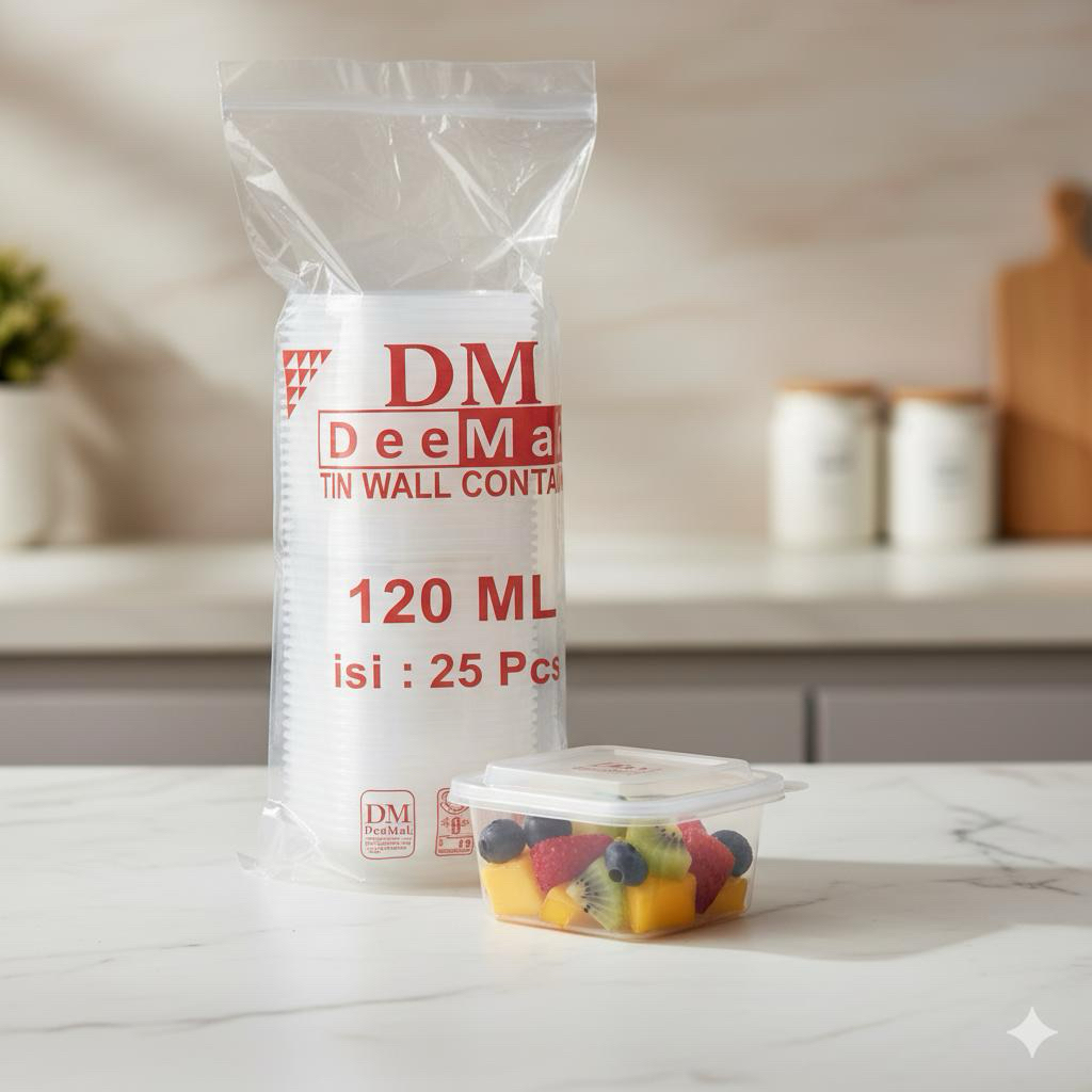 BestPromo Thinwall Dm 120Ml Square Mini (120Ml Sq Kotak Makan Dm 120Ml25Set