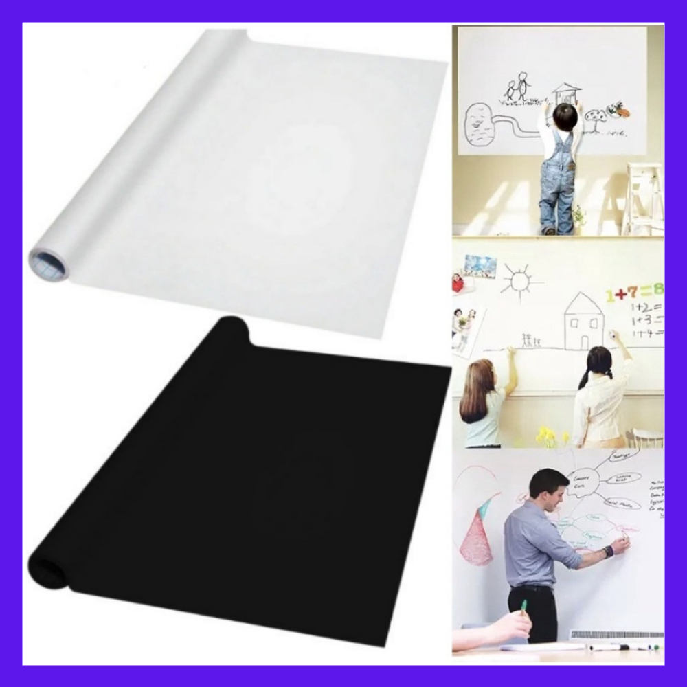 

45x200cm Blackboard and Whiteboard Stickers Removable Hitam Putih Stiker Papan Tulis Black Board