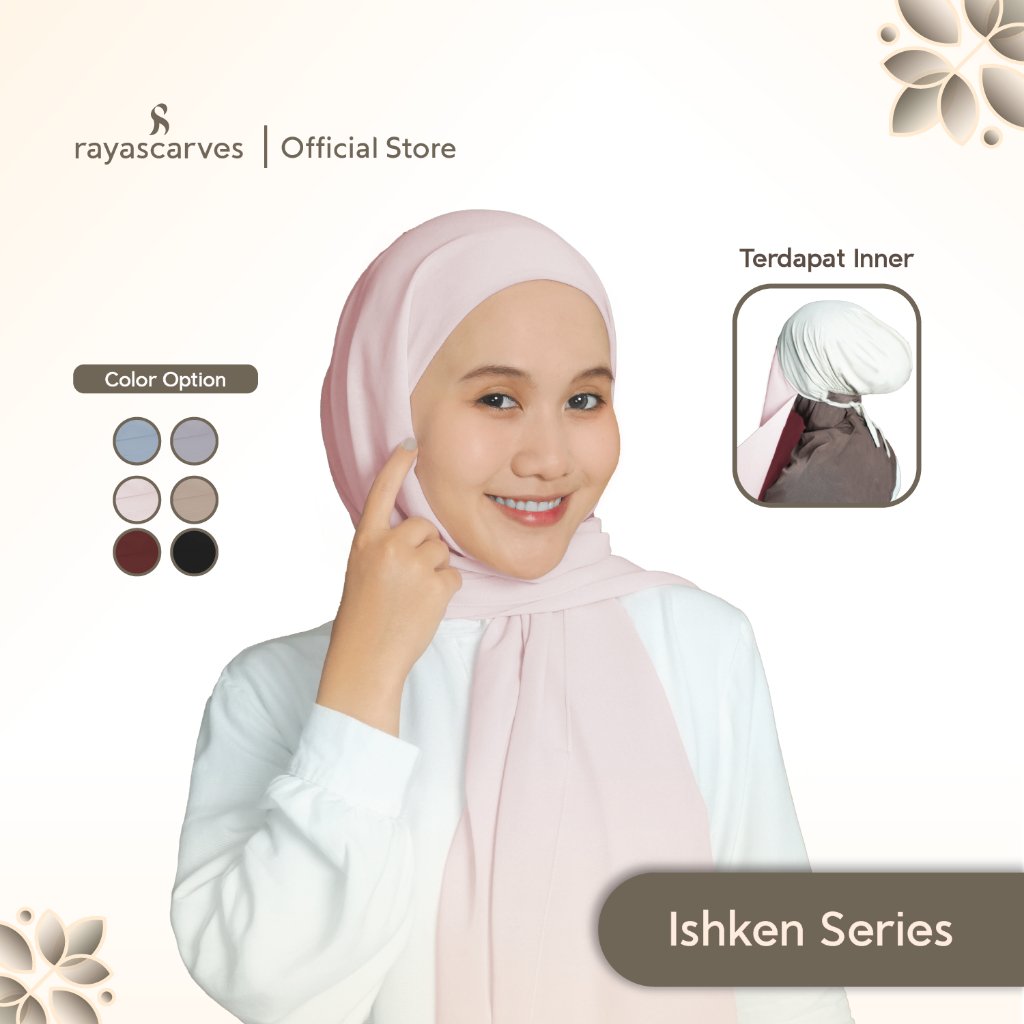 Rayascarves - Pashmina Instant 2 in 1 - Pashmina Inner Ceruti - Inner Ciput Tali Rayon Airflow Premi