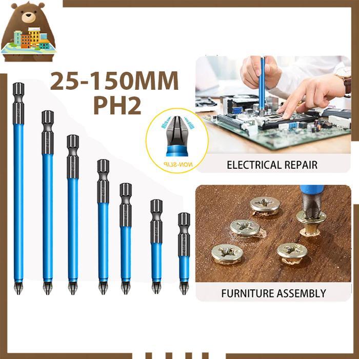 BERKUALITAS 7pcs Mata Obeng Magnet Mata Obeng Impact Satuan Mata Obeng Magnet Set Mata Bor Obeng Set