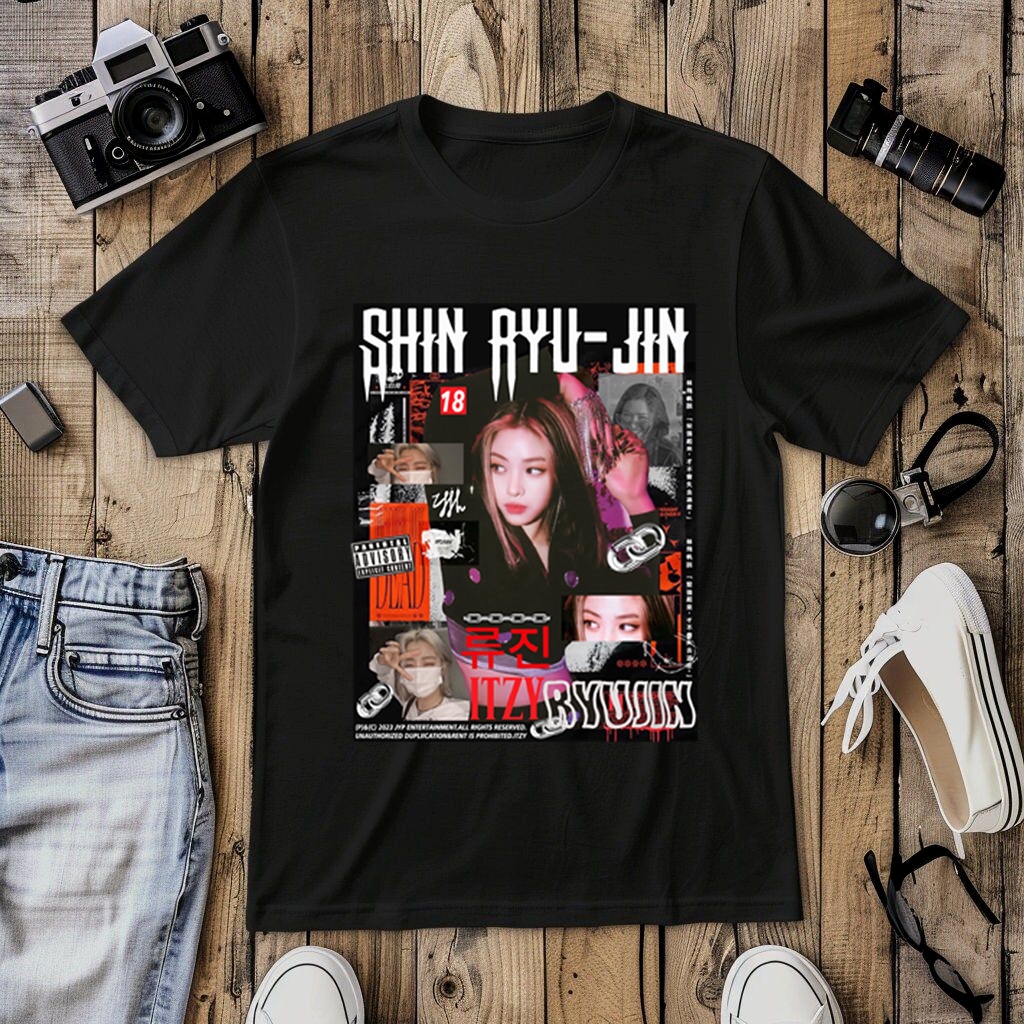 BAJU KAOS ITZY RYUJIN TEE  POTO ART GROUP K-POP T-SHIRT PRIA/WANITA