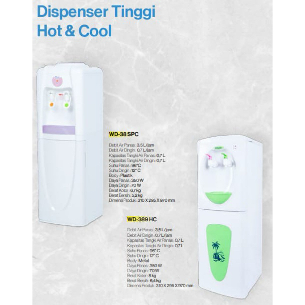 Dispenser Miyako WD-389 HC dan WD-38 SPC