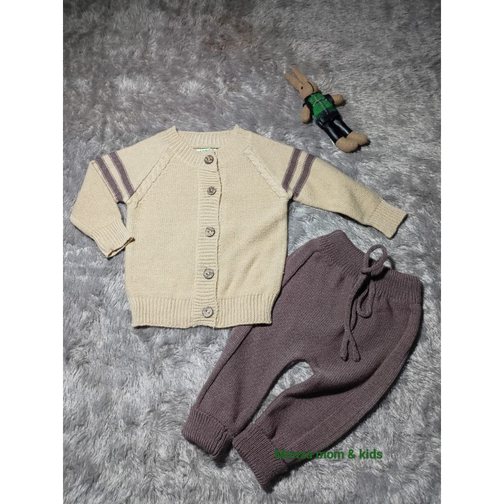 kardino knit set/stelan baju rajut bayi lengan panjang/sweater baju rajut bayi