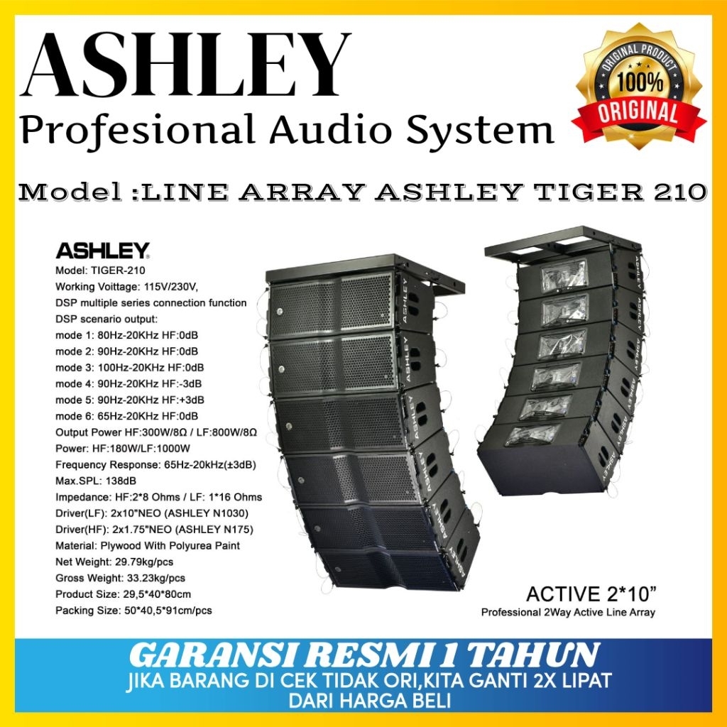 Speaker Line Array Ashley Tiger 210 Original Speaker Line Array Ashley 2X10inch