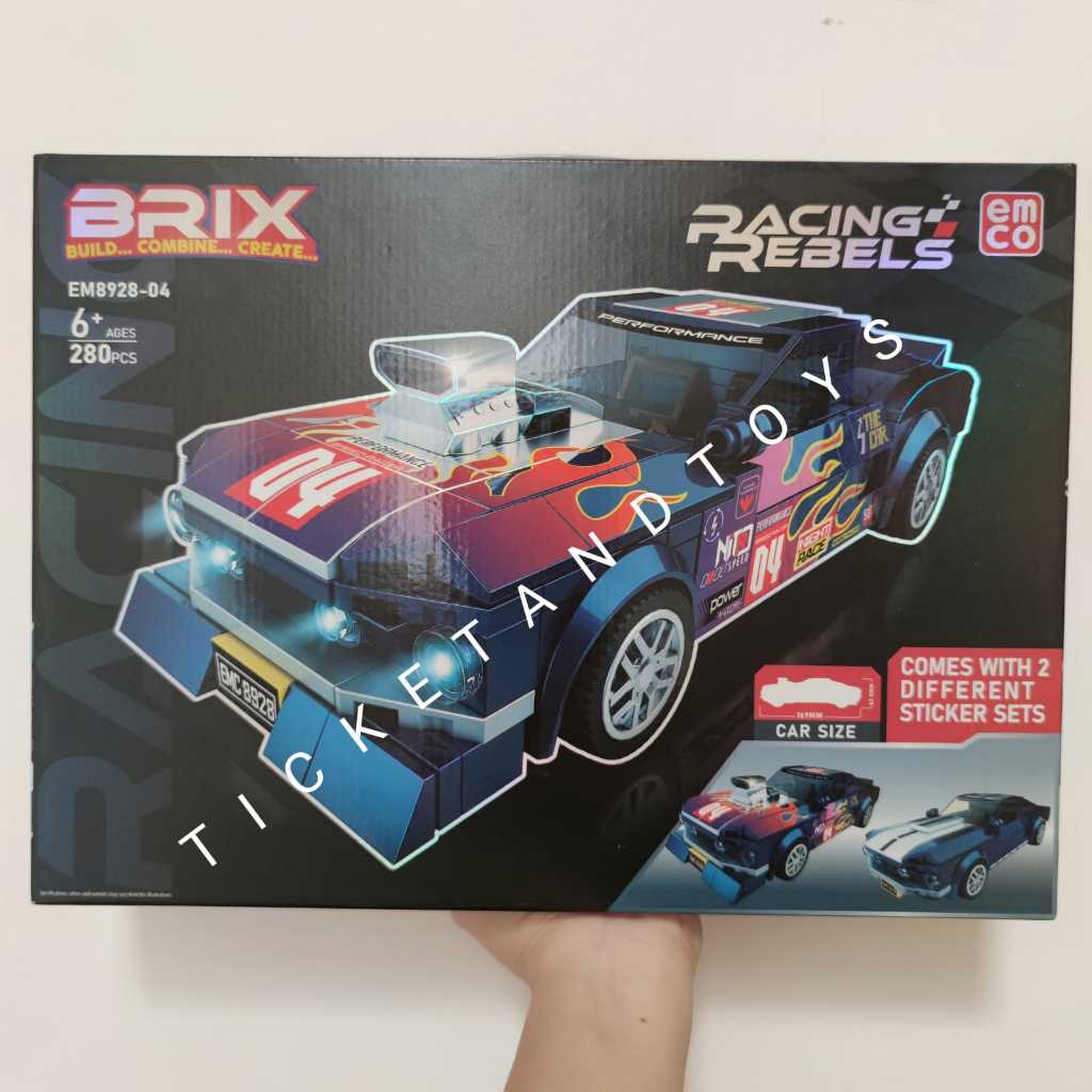 TERMURAH‼️EMCO Bricks Racing Rebels Building Blocks Lego Ukuran Besar Mobil Balap Mainan Anak Edukas
