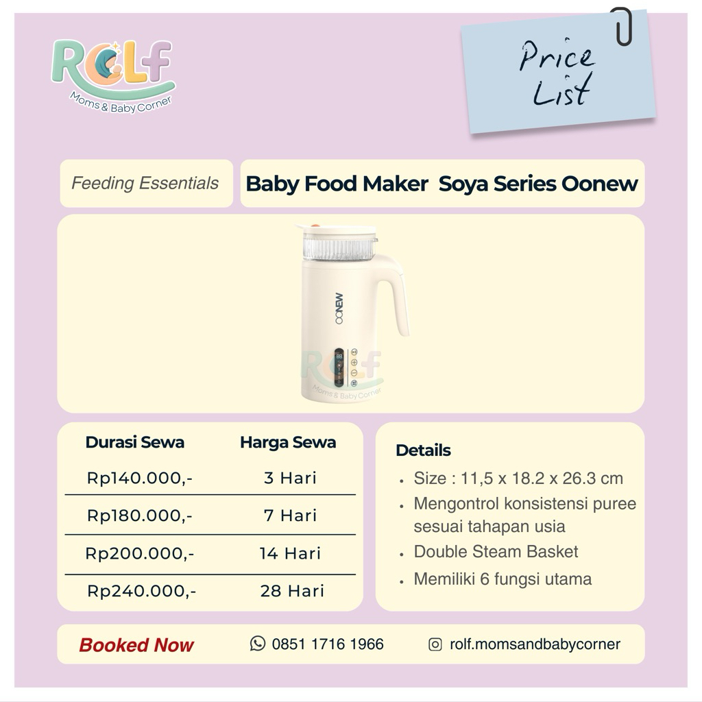 Baby Food Maker Soya Series Oonew