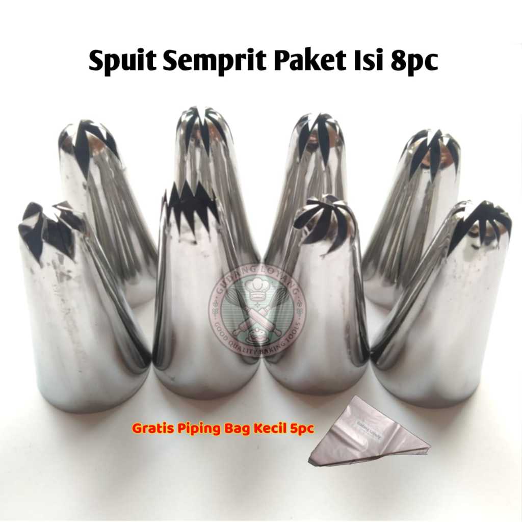 Paket 8pc Spuit Kue  Cetakan Kue Semprit Kue Churros Semprit Kue Sagu Spuit Dekorasi Tart Cetakan Ku